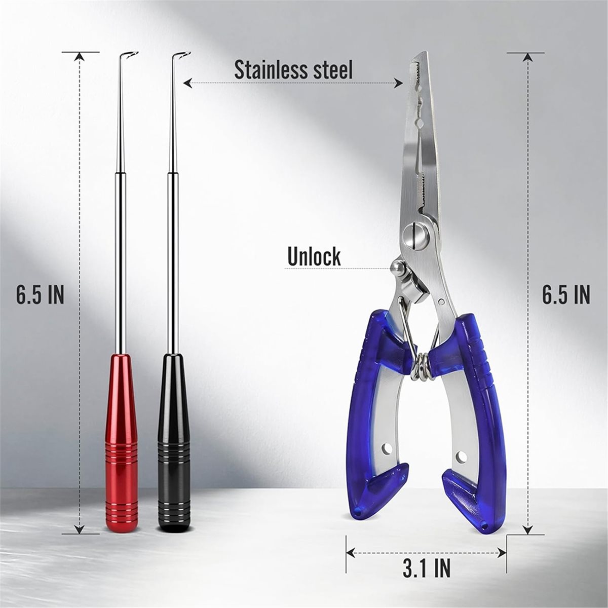 Fishing Hook - T34C เครื่องมือถอดเบ็ดตกปลาและชุดคีมตกปลา - 2 เครื่องมือถอดเบ็ดสแตนเลส +