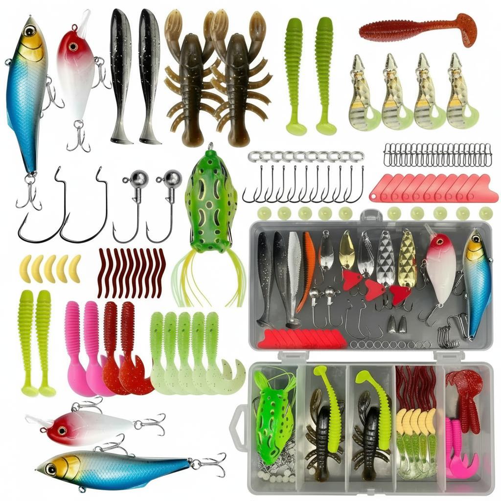 Fishing Hook Jig - ชุดอุปกรณ์ตกปลาพรีเมียม 133 ชิ้น กล่องอุปกรณ์ตกปลา อุปกรณ์ตกปลา กล่องอุปกรณ์ตกปลา