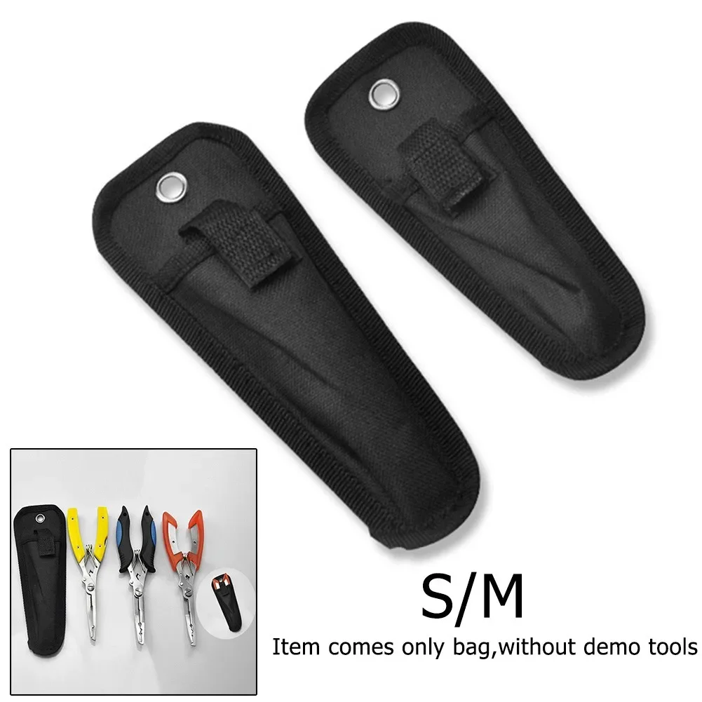 Fishing Hook Remover - 1 ชิ้น กระเป๋าใส่คีมตกปลาแบบแข็งแรงทนทาน ทำจากผ้าอ๊อกซ์ฟอร์ด พร้อมที่เก็บอุปกรณ์ถอดเบ็ดตกปลา สีดำ