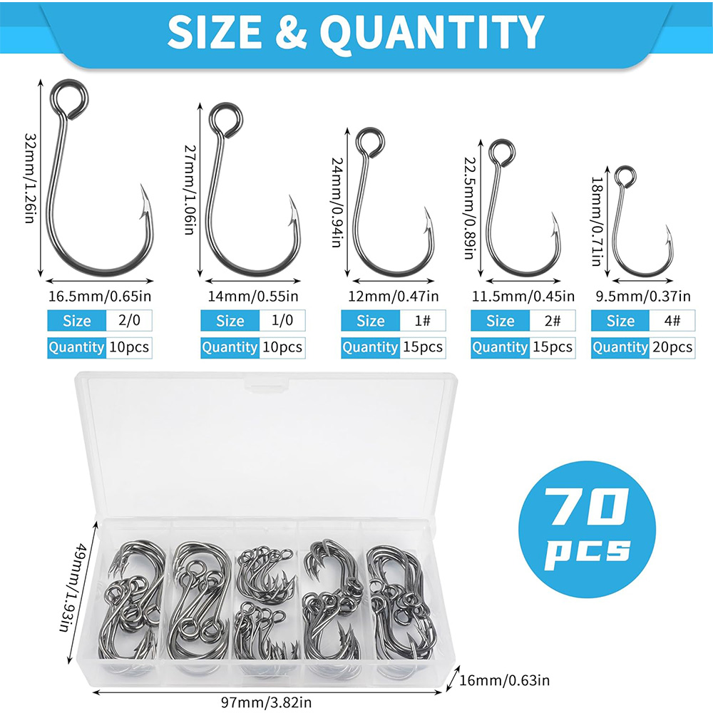 70 ชิ้นตกปลาอินไลน์ตะขอเดี่ยวเ - Fishing Hook Assortment บทวิจารณ์และราคา
